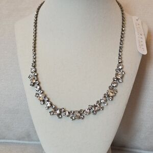 Sorrelli Crystal Collar Necklace Gunmetal Clear Stones NWT